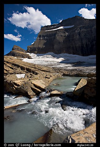 Stream, Mt Gould, and Grinnell Glacier, afternoon. Glacier National Park (color)