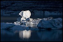 Last light on an iceberg in Upper Grinnell Lake. Glacier National Park, Montana, USA.