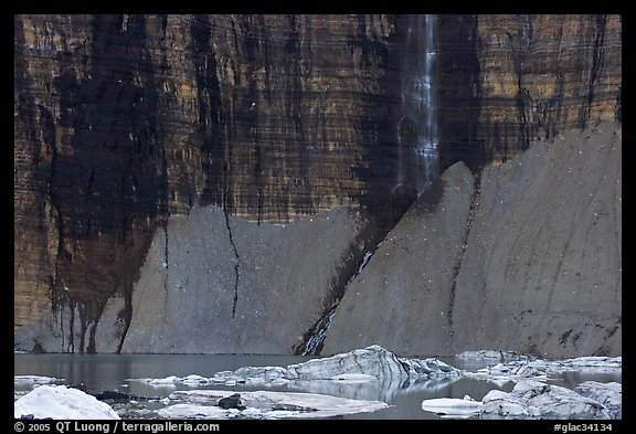 Salamander Falls and icebergs. Glacier National Park, Montana, USA.