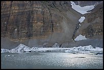 Ripples on Upper Grinnel Lake, with icebergs and glacier. Glacier National Park ( color)