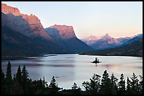 St Mary Lake, Lewis Range, sunrise. Glacier National Park, Montana, USA. (color)