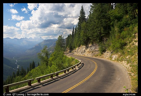 Curve on Going to the Sun road, afternoon. Glacier National Park (color)