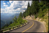 Curve on Going to the Sun road, afternoon. Glacier National Park, Montana, USA. (color)