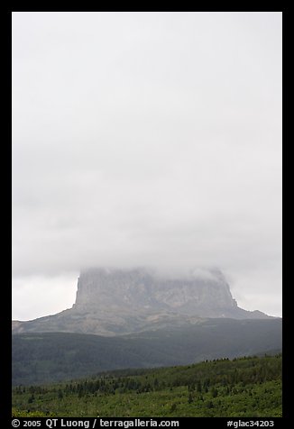 Cloud-covered Chief Mountain. Glacier National Park, Montana, USA.