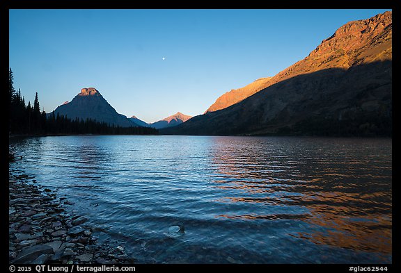 Two Medicine Lake at sunrise. Glacier National Park (color)