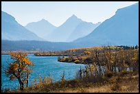 Saint Mary Lake and Continental Divide in autumn. Glacier National Park ( color)
