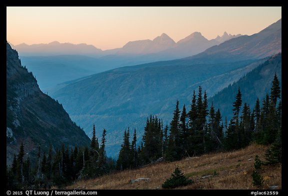 Sunset from Highline trail. Glacier National Park (color)