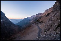 Going-to-the-Sun road at sunset. Glacier National Park, Montana, USA.