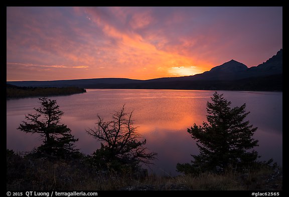 Colorful sunrise over Saint Mary Lake. Glacier National Park (color)