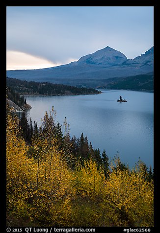Saint Mary Lake and Wild Goose Island in autumn. Glacier National Park (color)