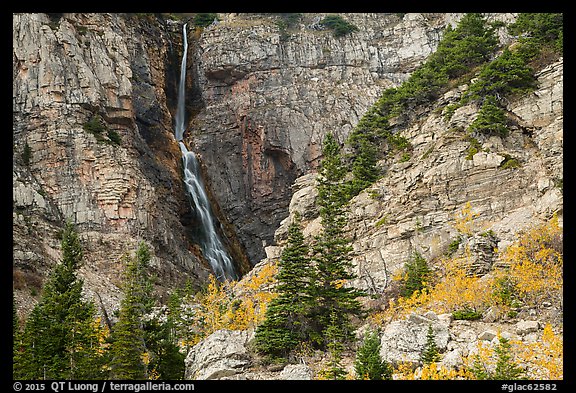 Apikuni Falls and autumn colors. Glacier National Park (color)