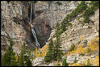 Apikuni Falls and autumn colors. Glacier National Park, Montana, USA.