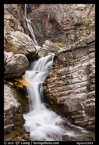 Cascade below Apikuni Falls. Glacier National Park (color)