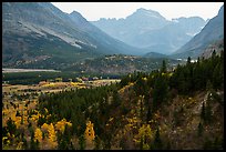 Many Glacier Valley in autumn. Glacier National Park, Montana, USA.