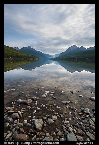 Rocks and mountains, Bowman Lake. Glacier National Park (color)