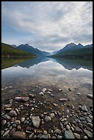 Rocks and mountains, Bowman Lake. Glacier National Park ( color)