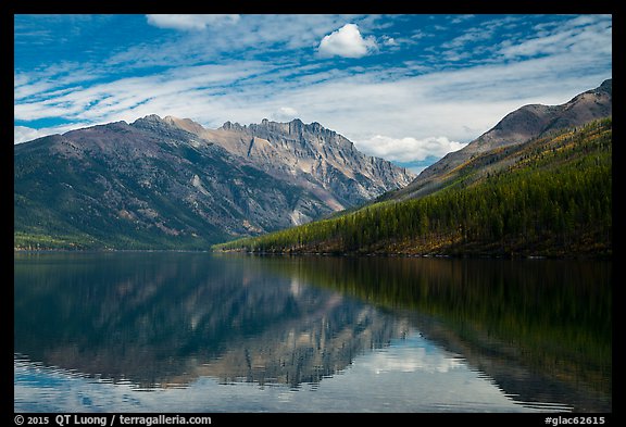 Mountains reflected in Kintla Lake. Glacier National Park (color)