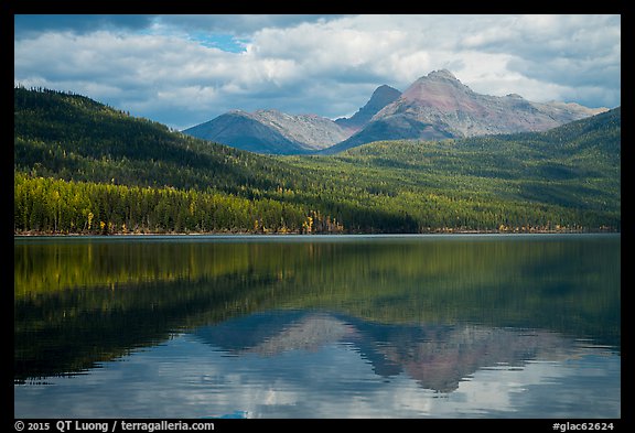 Clouds and reflections, Kintla Lake. Glacier National Park (color)