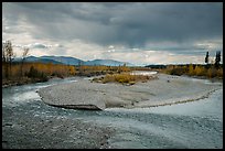 Storm clouds over wide stretch of North Fork of Flathead River. Glacier National Park ( color)