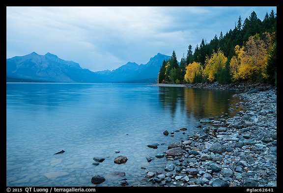 Lake McDonald shores in autum. Glacier National Park (color)