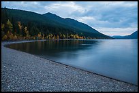 Gravel beach in autumn, Lake McDonald. Glacier National Park ( color)