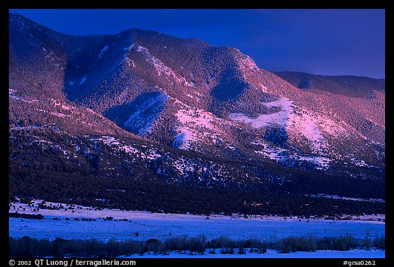 Sunset over mountains. Great Sand Dunes National Park and Preserve, Colorado, USA.