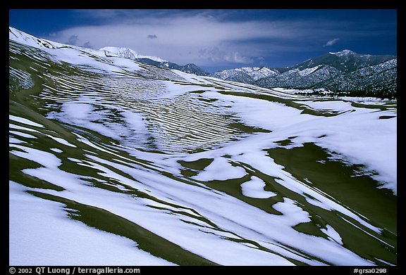 Melting snow on the dunes. Great Sand Dunes National Park, Colorado, USA.