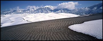 Scenic view of dunes in winter. Great Sand Dunes National Park (Panoramic color)