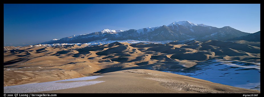 Sand dunes and Sangre de Christo mountains in winter. Great Sand Dunes National Park and Preserve (color)