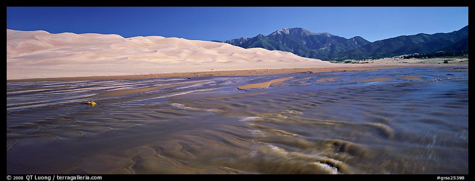 Wide shallow creek at the base of dune field. Great Sand Dunes National Park (color)