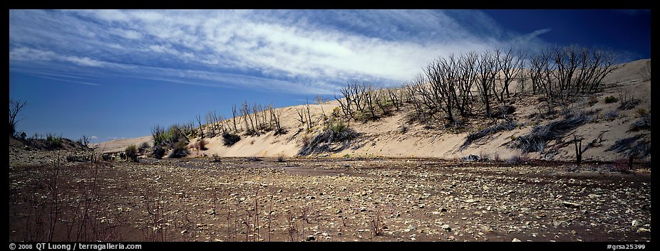 Dry wash and dunes. Great Sand Dunes National Park and Preserve (color)