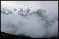 Snowy peak appearing between clouds. Great Sand Dunes National Park and Preserve ( color)