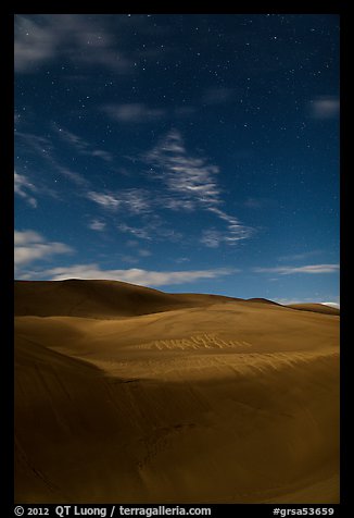 Dunes with starry sky at night. Great Sand Dunes National Park, Colorado, USA.