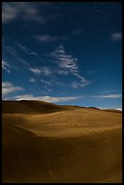 Dunes with starry sky at night. Great Sand Dunes National Park, Colorado, USA. (color)