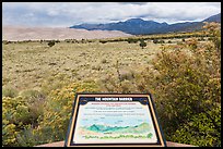 Dune field interpretative sign. Great Sand Dunes National Park and Preserve, Colorado, USA.