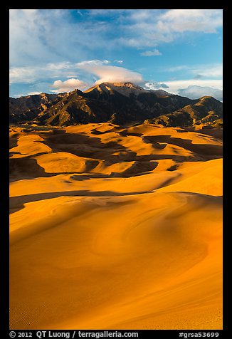 Mount Herard and dune field at sunset. Great Sand Dunes National Park and Preserve (color)