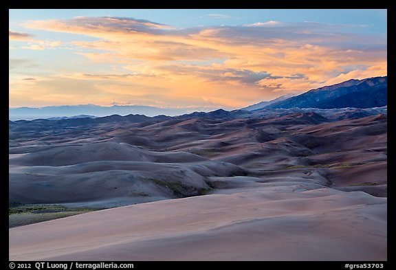 Dunes and sunset clouds. Great Sand Dunes National Park and Preserve (color)