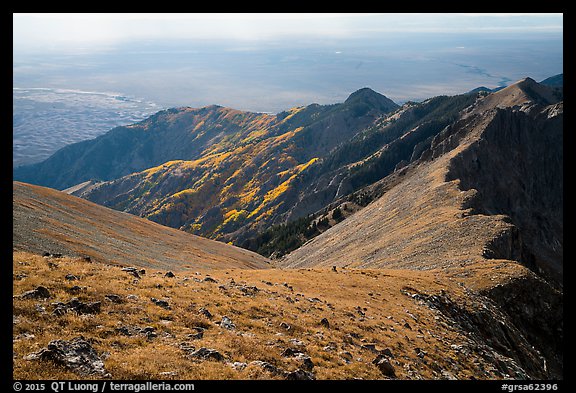Summit slopes on Mount Herard, ridges, autumn colors, and dunes. Great Sand Dunes National Park and Preserve (color)
