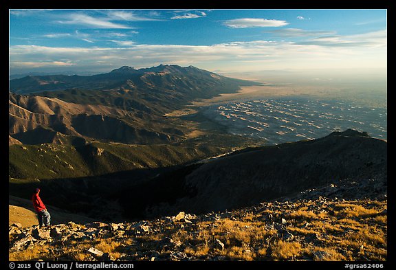 Visitor looking, Mount Herard. Great Sand Dunes National Park and Preserve (color)