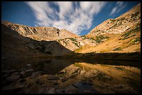 Medano Lake reflecting Mount Herard at night. Great Sand Dunes National Park and Preserve, Colorado, USA.