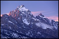 Grand Teton with snow, winter sunset. Grand Teton National Park, Wyoming, USA. (color)