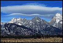 Lenticular cloud above the Grand Teton. Grand Teton National Park, Wyoming, USA.