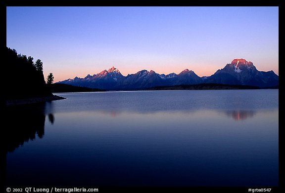 The Teton range above Jackson, sunrise lake. Grand Teton National Park, Wyoming, USA.