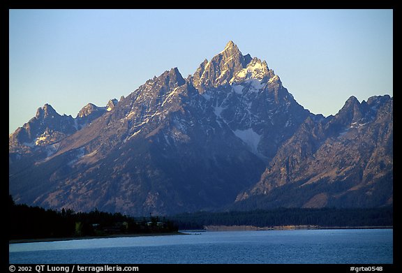 Grand Teton rises above Jackson lake. Grand Teton National Park (color)