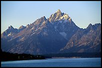 Grand Teton rises above Jackson lake. Grand Teton National Park, Wyoming, USA.