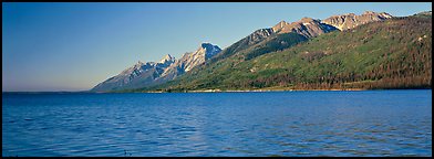 Lake and mountain range. Grand Teton National Park (Panoramic color)