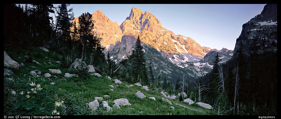 Rugged peaks lit by last light. Grand Teton National Park (color)