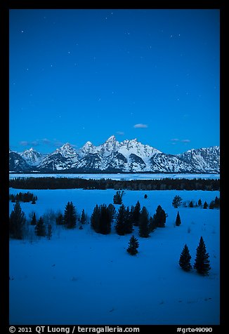 Night view of Teton range in winter. Grand Teton National Park (color)