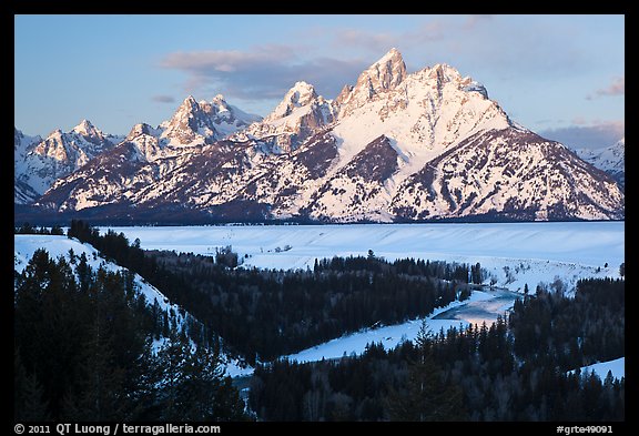 Grand Teton, winter sunrise. Grand Teton National Park, Wyoming, USA.