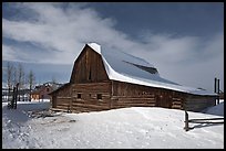 John and Bartha Moulton homestead in winter. Grand Teton National Park, Wyoming, USA.